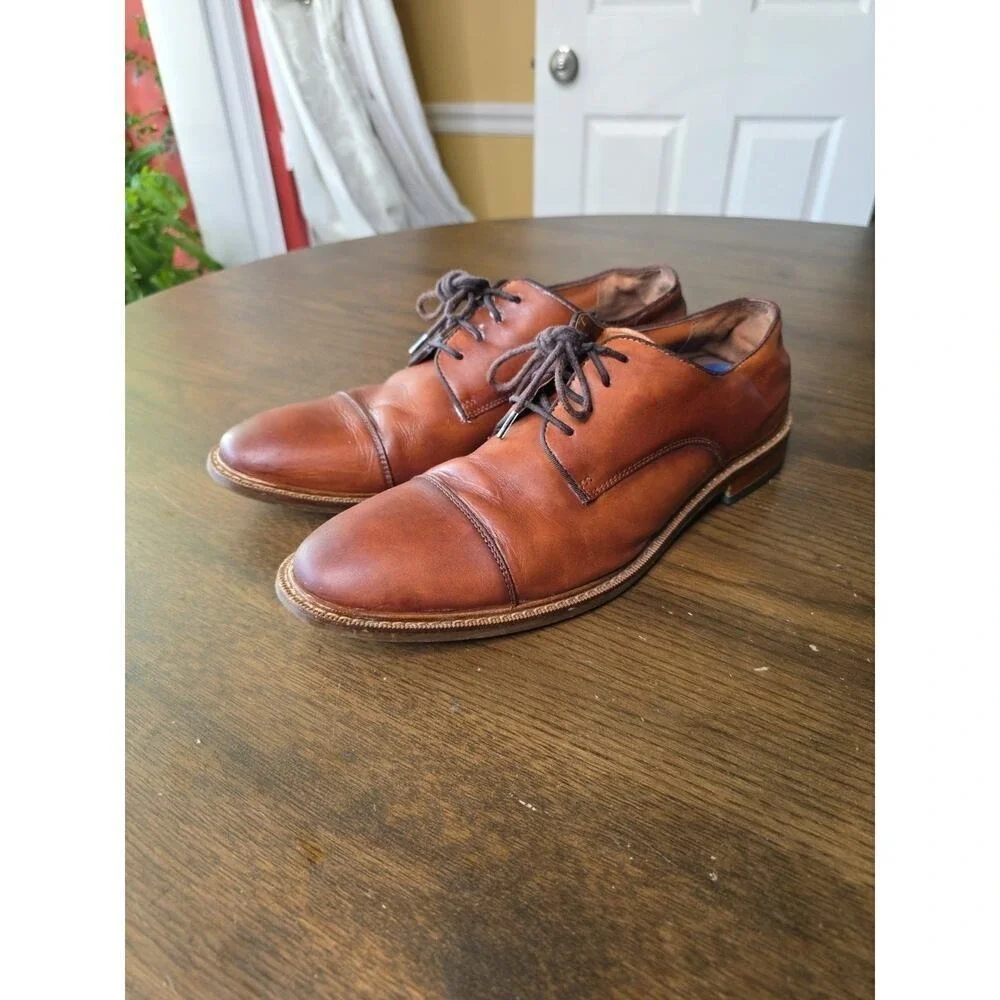 Vince Camuto Lamson‎ Cap Toe Oxford Men's Brown Leather Size 11.5 Wide NICE
